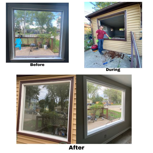 Old window and frame replaced with new window and frame.