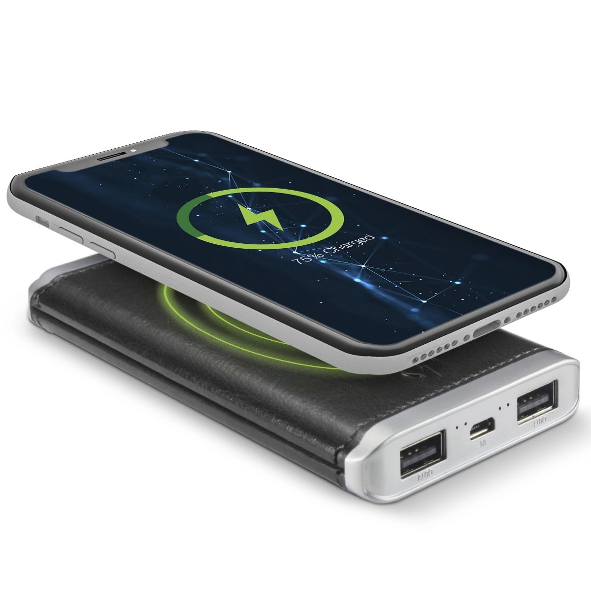 Leather 5K Wireless Charging Power Bank & Pad
