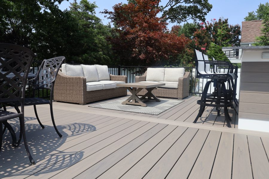 Custom wood deck built by The Deck and Patio Company at a Long Island home