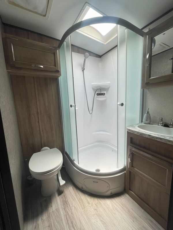 Stand Up Shower, Toilet, Sink