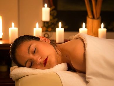 woman relaxing before a massage