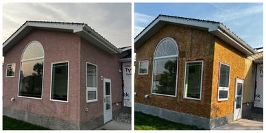 Exterior demolition stucco removal
