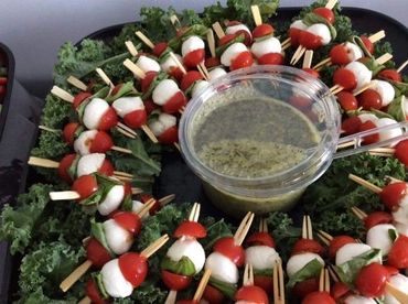 Caprese Skewers with Walnut Pesto 