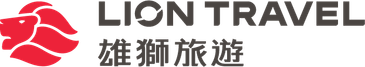Logo of Lion Travel with a red lion head and bilingual text.