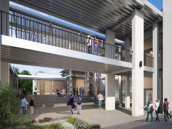 New Walkway between Existing Classroom Building and New Classroom Buiding