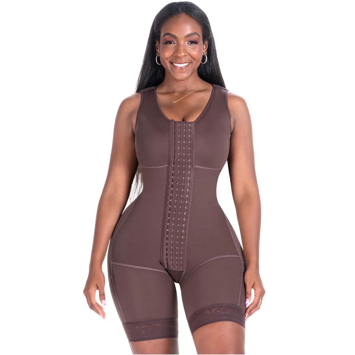 BLING SHAPERS EXTREME 553BF SHAPEWEAR BODYSUIT WITH BUILT-IN BRA (Size: XS,  Color: Chocolate)