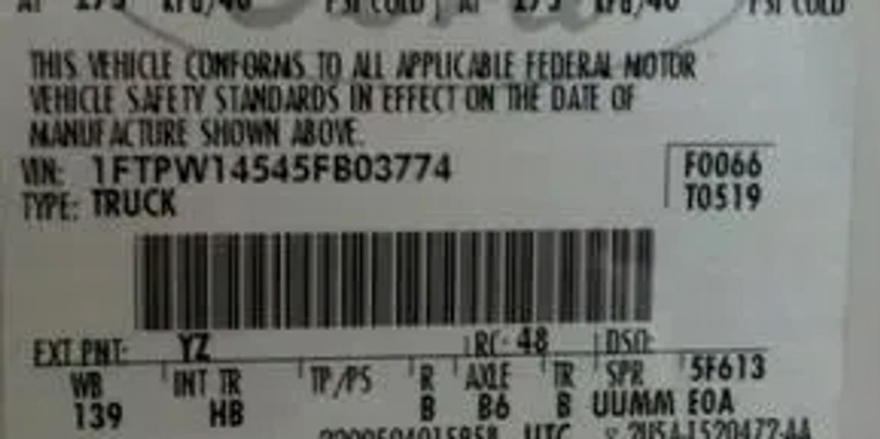 Tire and Loading Sticker