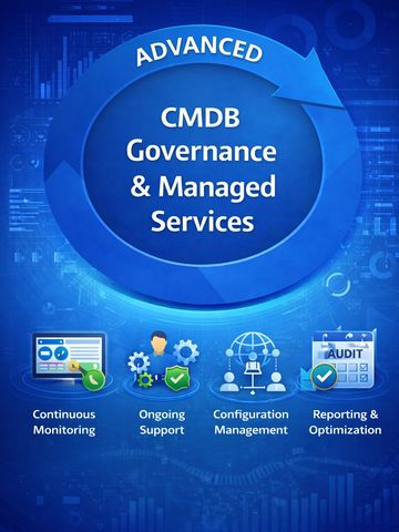 Diagram showing advanced CMDB governance and managed services.
