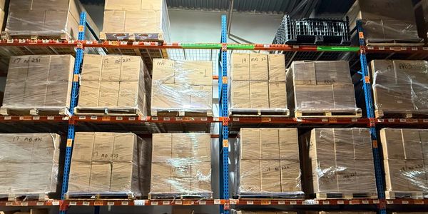 Warehouse full of packaged toilet seats.