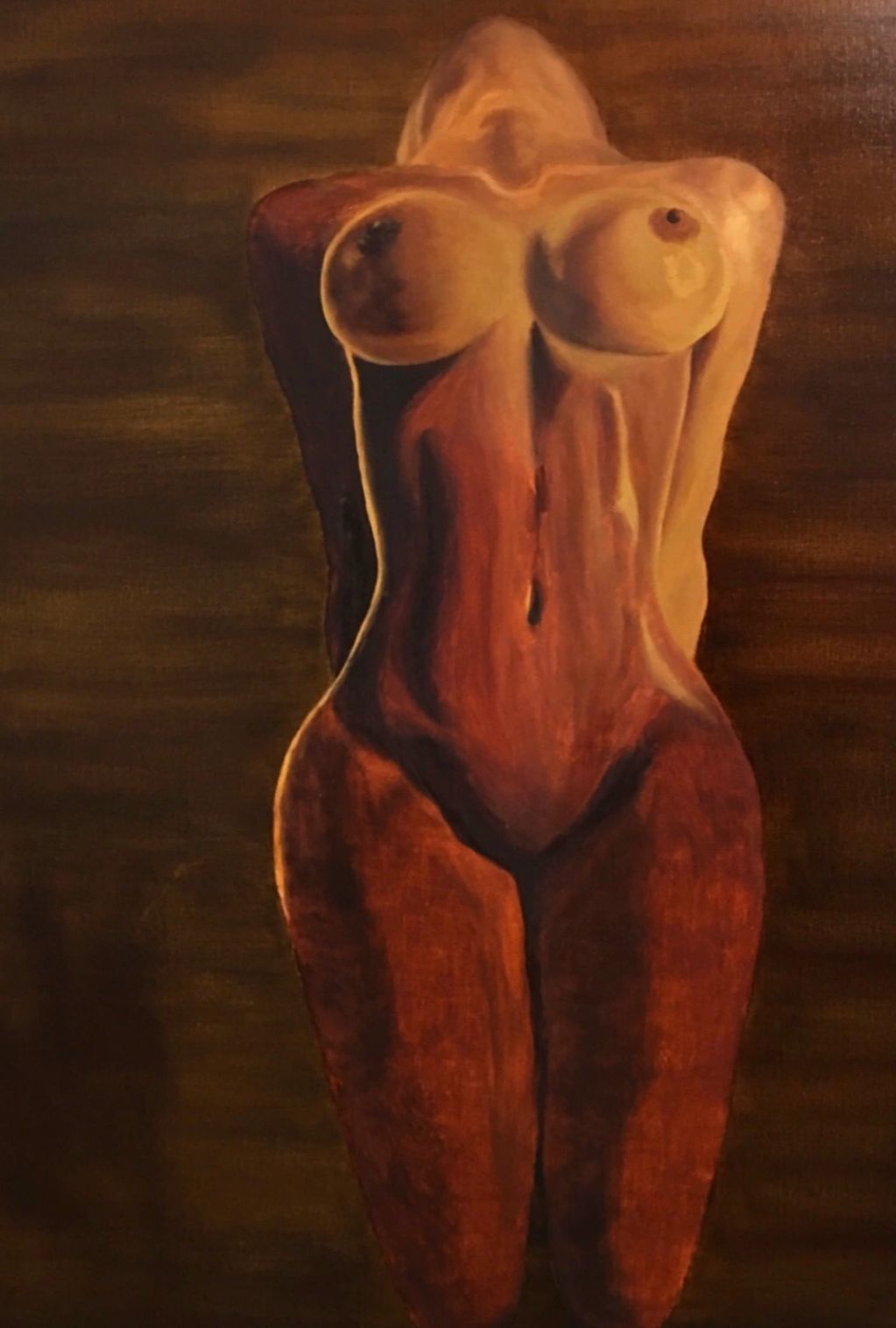“My Monet” acrylic painting of a sun kissed black Woman nude expressing growth and freedom