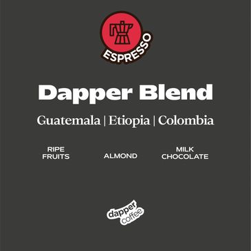 DAPPER Blend - Espresso Specialty Blend con origini Guatemala Etiopia Colombia.