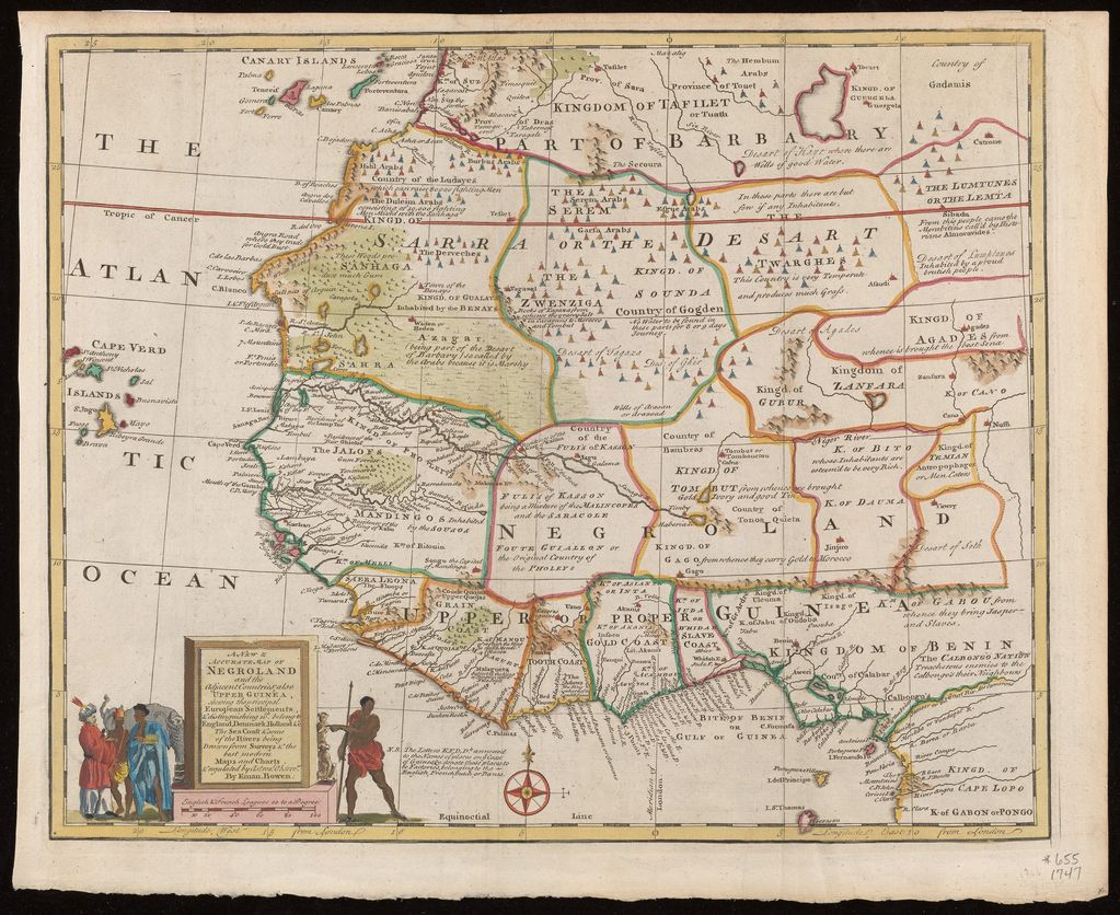 English Map of West Africa from 1693 or 1694-1767 published 1747. Yale digital archives.