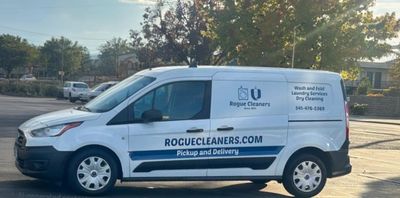 Rogue Cleaners and Laundromat pickup and delivery vehicle in Grants Pass, Oregon 97526