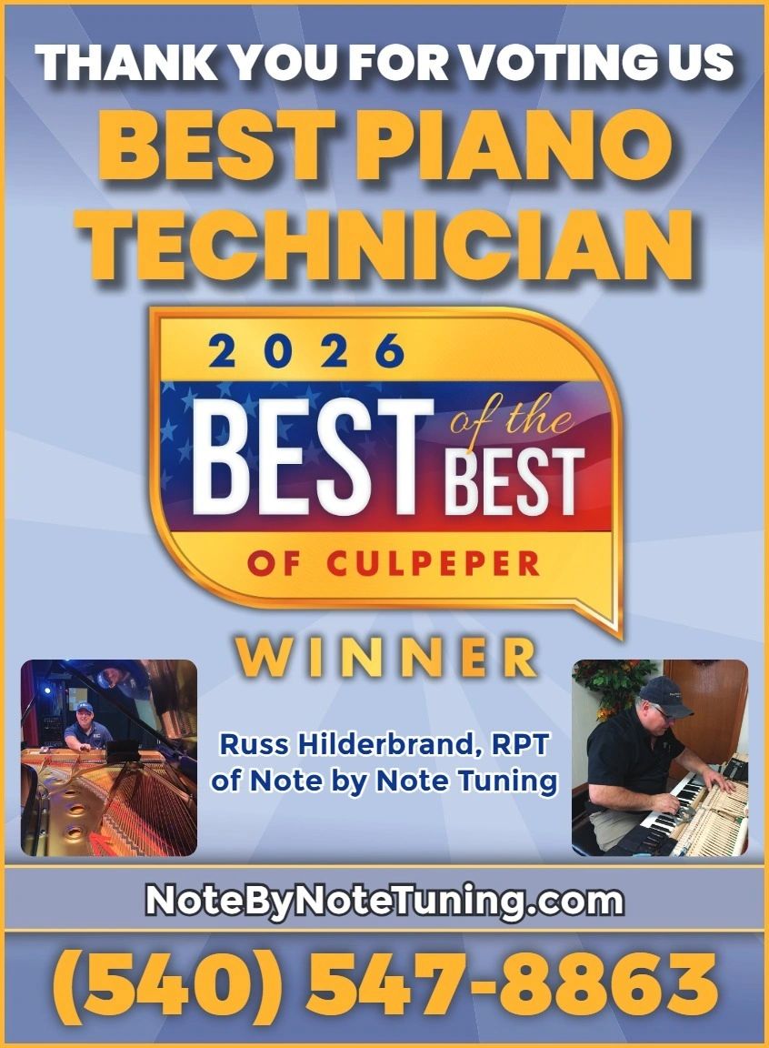 Best Piano Technician award winner Russ Hilderbrand of Note by Note Tuning.