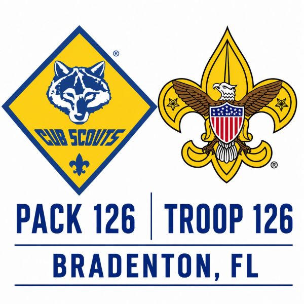 Logos of Cub Scouts Pack 126 and Boy Scouts Troop 126 from Bradenton, FL.