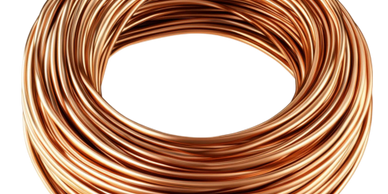 Coiled copper wire with a shiny, smooth surface.