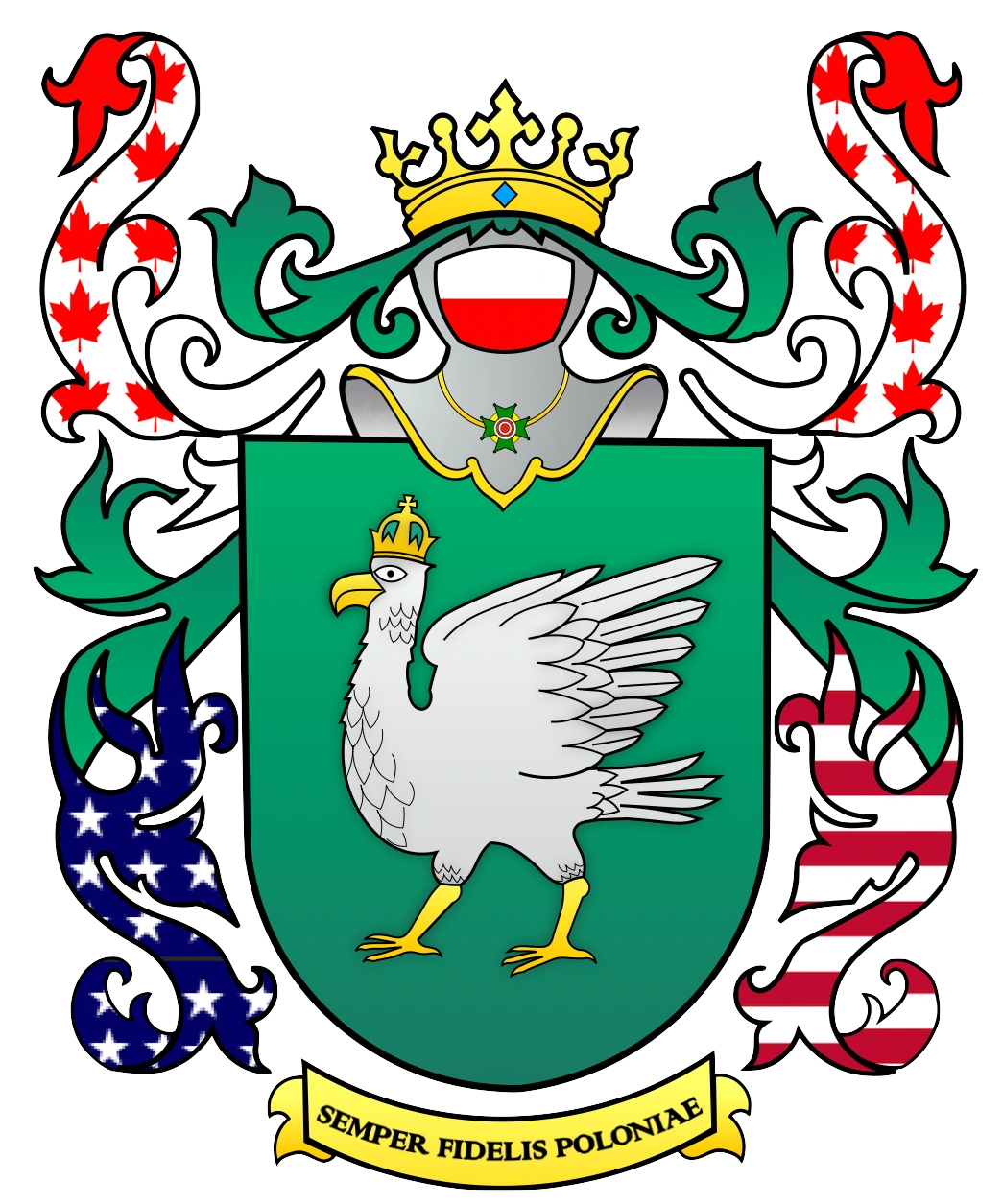 herb bractwa kurkowego US, brotherhood of the rooster crest , coat of arms