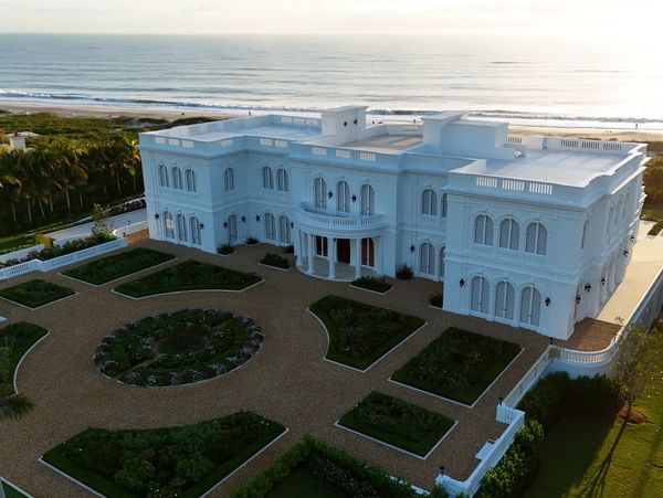 Aerial drone photo of real estate property on beach in vero beach, fl