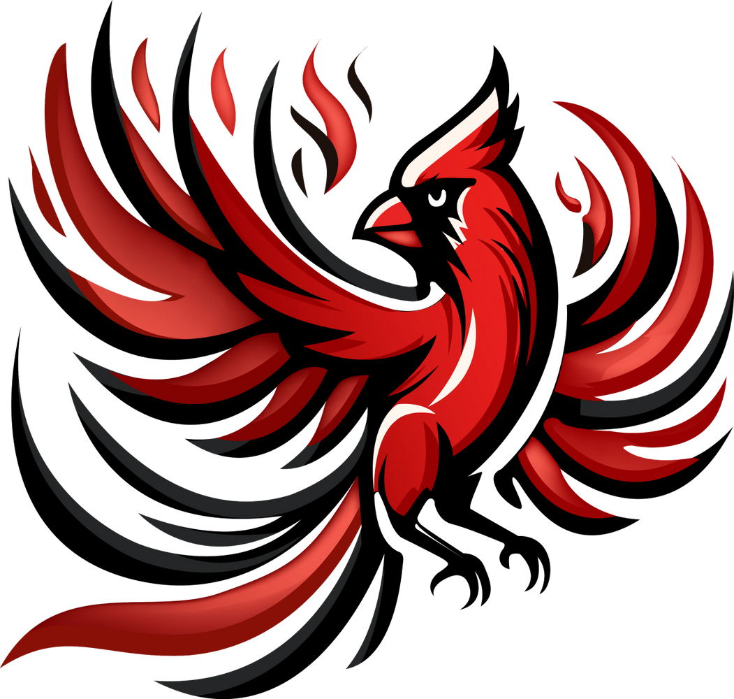 Cardinal Fire Protection logo featuring a red cardinal bird with flame elements, representing fire safety, protection, and emergency services.
