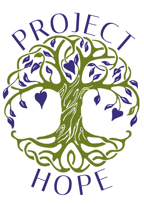 green tree with purple leaves, project hope logo