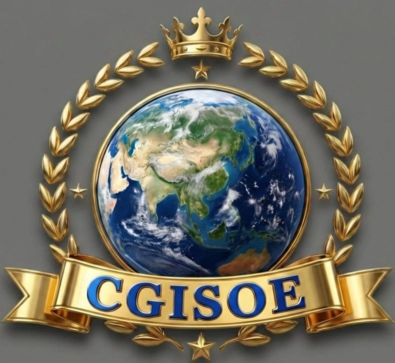 Golden crowned globe emblem with CGISOE banner and laurel wreath.