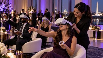 Guests experiencing a Black Meta Agency VR activation in Washington DC
