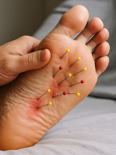 Neuropathy in foot showing burning and tingling pain points – neuropathy treatment Jacksonville