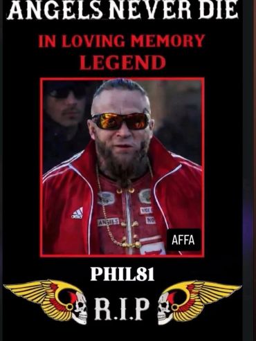 Memorial tribute to PHIL81 with a strong, bold image and text.