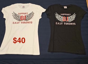 Two T-shirts with 'Support 81 East Toronto' design.