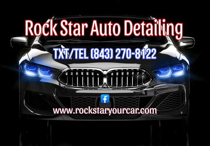 Rock Star Auto Detailing text over a black BMW.