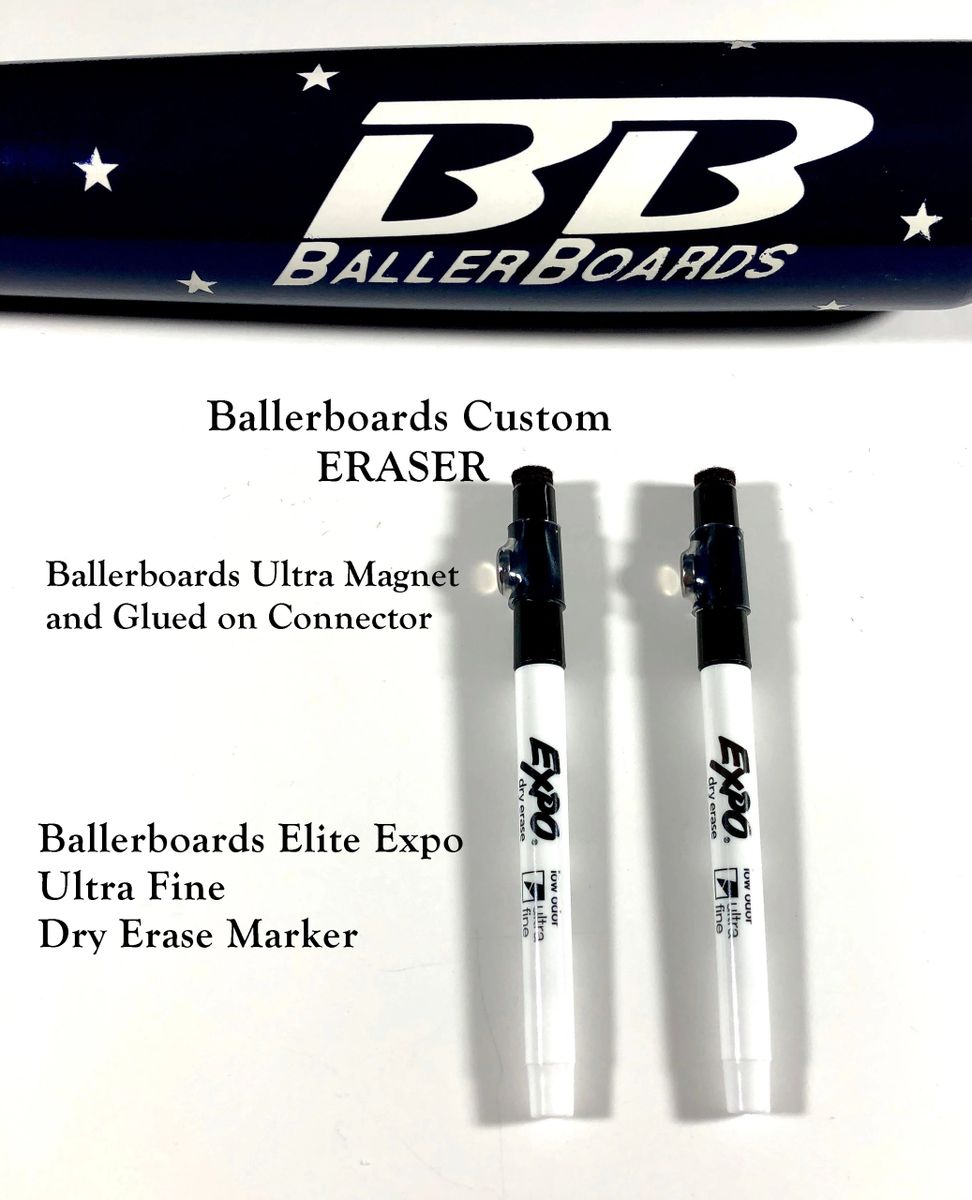 BLACK 2 Pack Ballerboards Elite Expo Ultra Fine Tip Dry Erase Markers