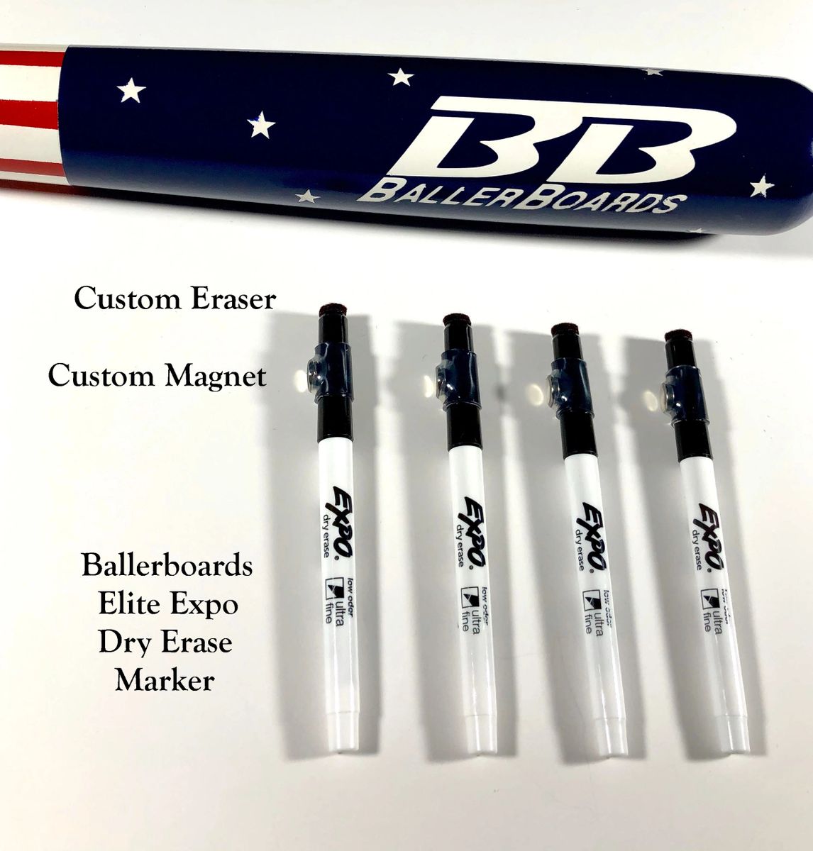 4 COLOR - Ballerboards Elite Expo - Ultra Fine Tip - Dry Erase Markers