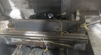 This image of a Mazak VCN410 that LMS replaced X/Y linear guides and ballscrews.
