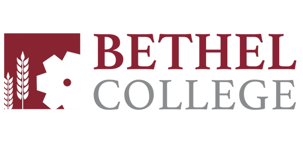 Logo of Bethel College with gear and wheat symbols.