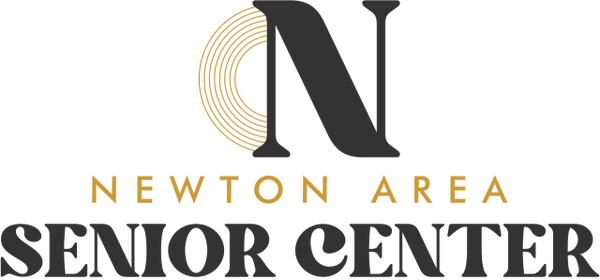 Logo for Newton Area Senior Center with stylized 'N' and circular design.