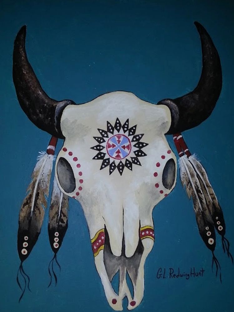 
BUFFALO SKULL
Acrylic on canvas board 16 x 20 
2017