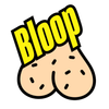 A cartoon pair of buttocks with the word 'Bloop'.