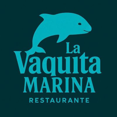 Logo of La Vaquita Marina Restaurante featuring a dolphin.
