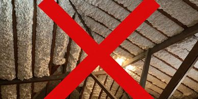 Insulated roof with red X mark.
