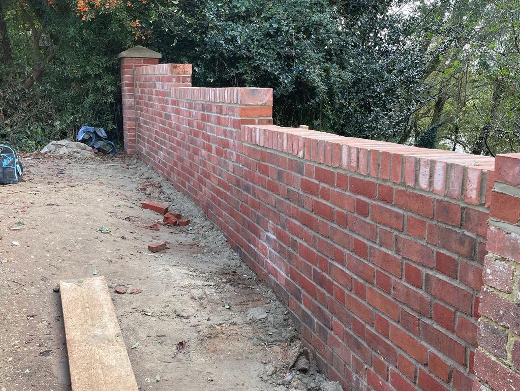 Brick wall in the rear garden built by Bournemouth Handyman & Property Services