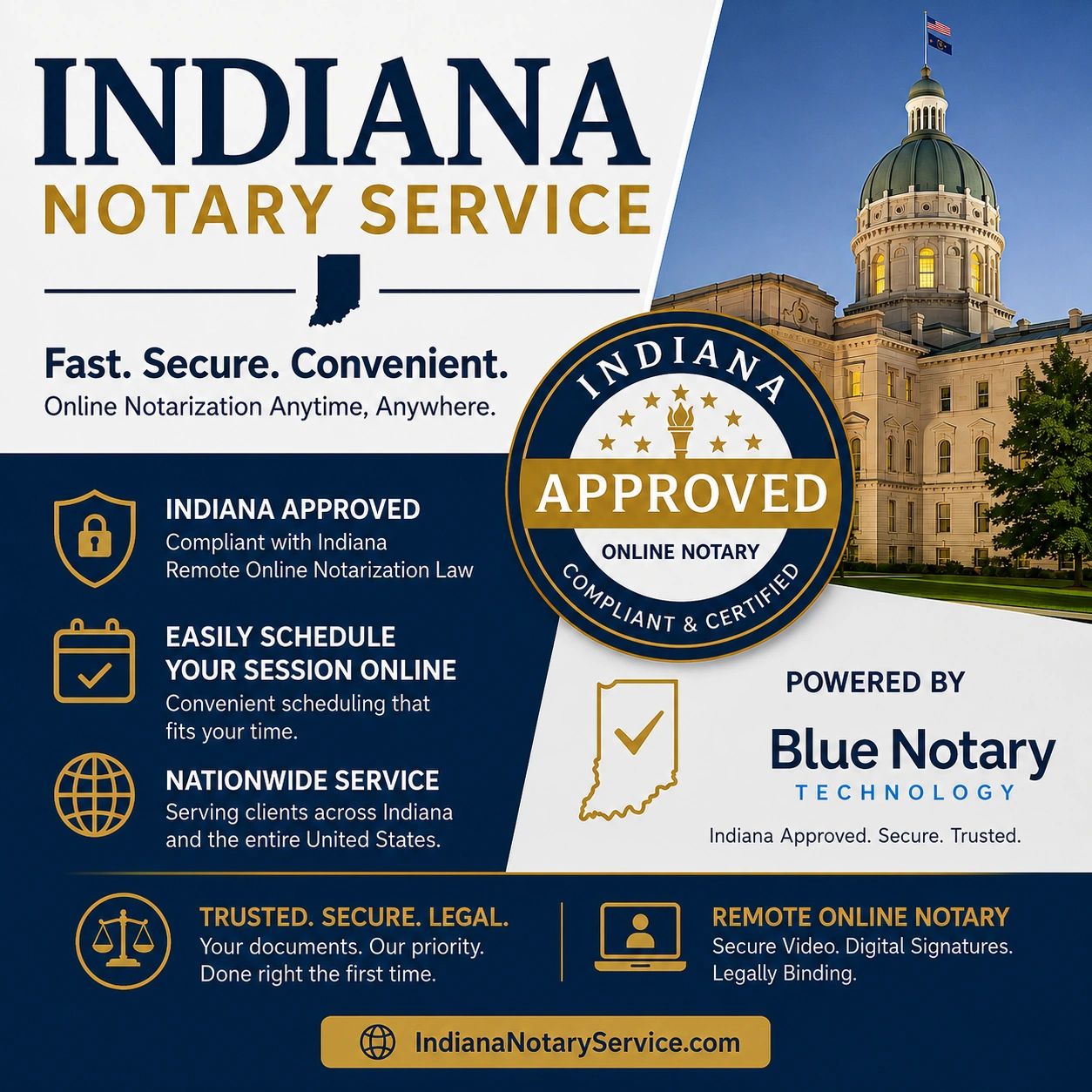 Indiana Notary Service offers fast, secure online notarization.
