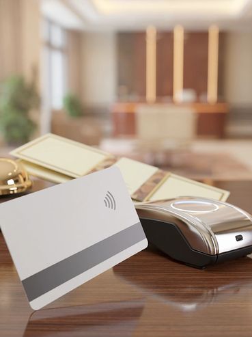 Hotels, restaurants and other hospitality related businesses, including standard hotel key cards and