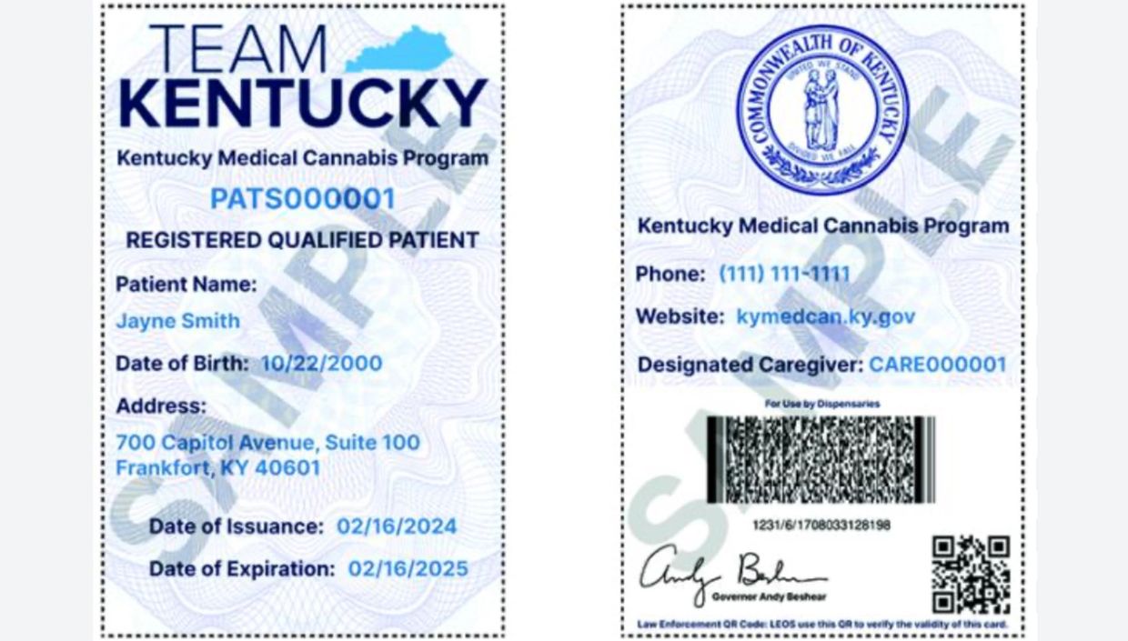 Example of Kentucky medical cannabis card