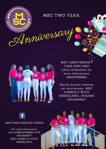 Anniversary Flyer for MSC Matured Womans Corner.