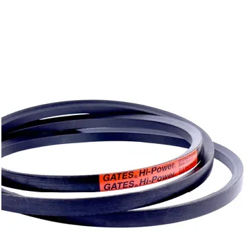 Black rubber V-belts with red Gates Hi-Power labels.