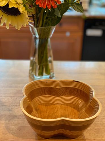 3 ring oak and Baltic Birch clover bowl