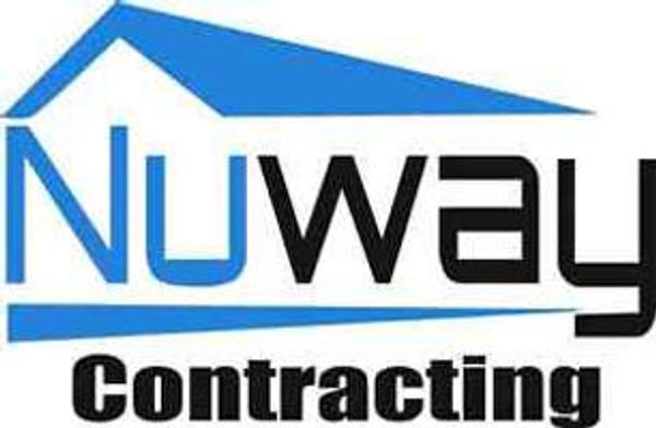 Logo for NuWay Contracting featuring a blue roof design.