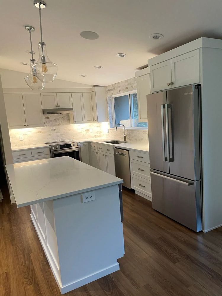 Kitchen Remodel, layout changes, custom cabinets and quartz, custom design, marble backsplash JonCFS