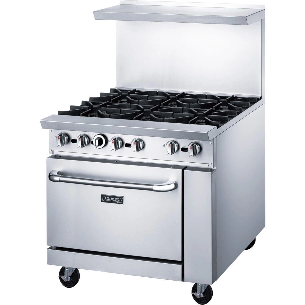 Dukers DCR366B 36″ Gas Range with Six (6) Open Burners and One Oven