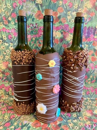 Chocolate dipped wine bottles